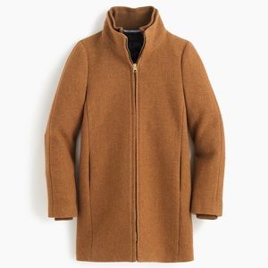 J. CREW tan wool Italian stadium cloth Lodge zip front coat 0